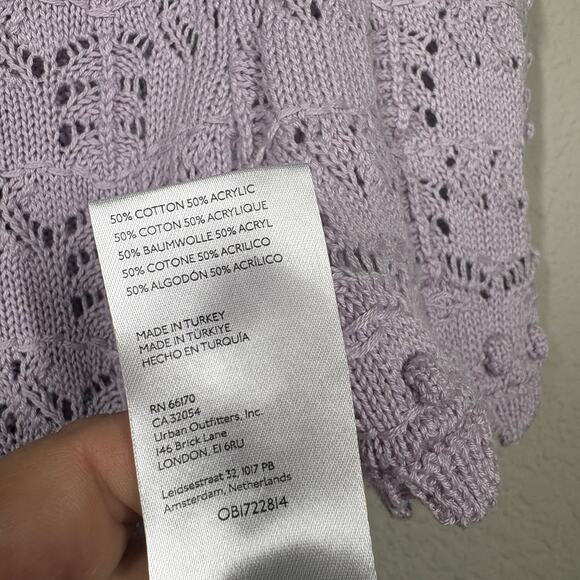 By Anthropologie Size Small Crochet Top Blouse Purple Lavendar Cotton - Picture 9 of 9